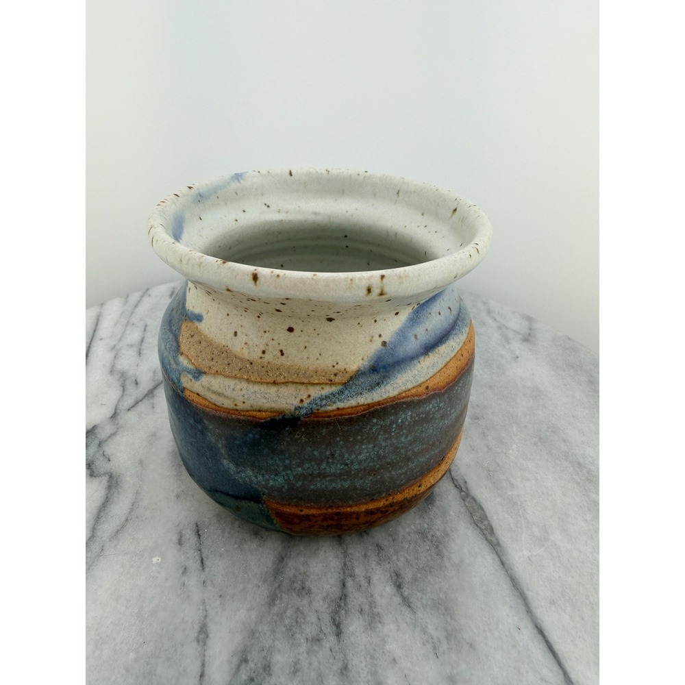 Vintage Klickitat Pottery Studio Art Vase Hand Thrown Stoneware Jar Blue Brown - Picture 8 of 14